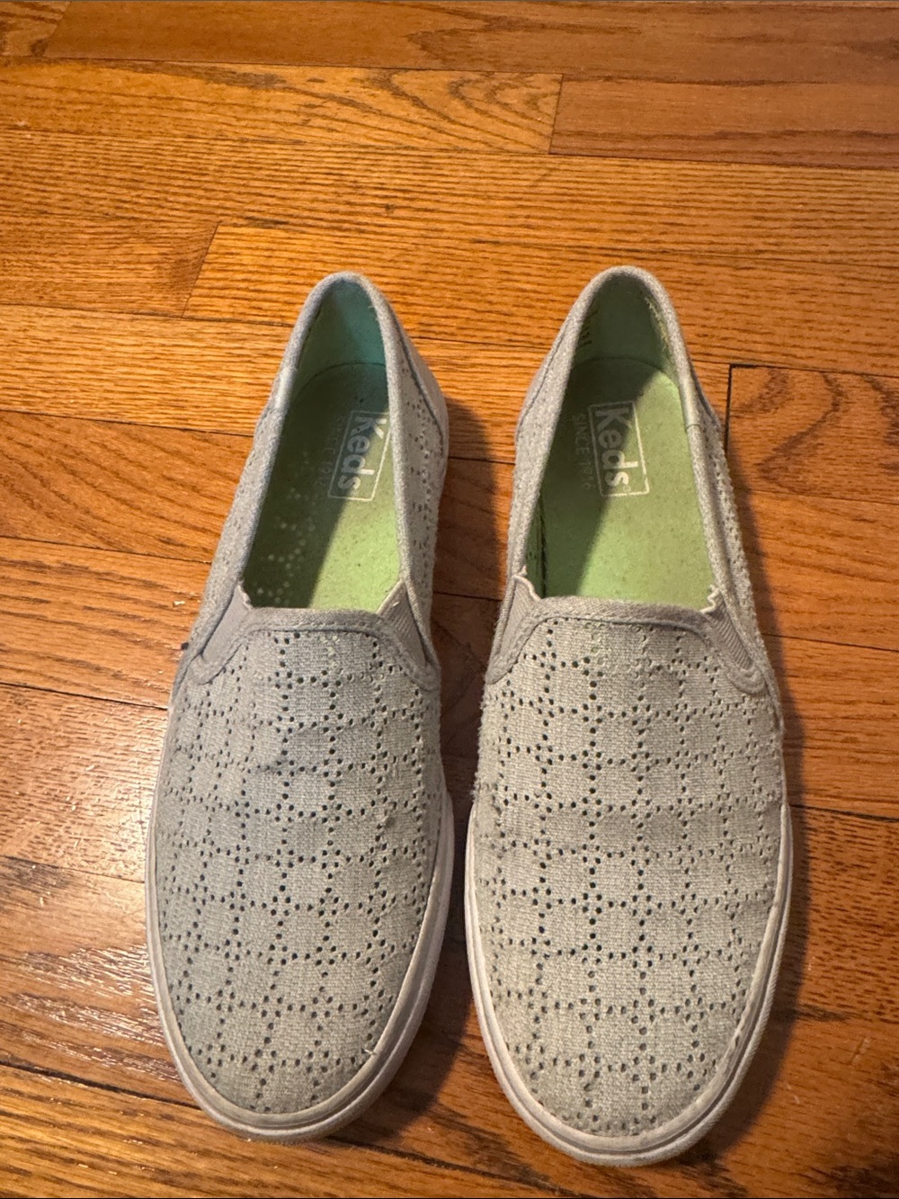 Keds Light Gray Perforated Slip-On Loafers